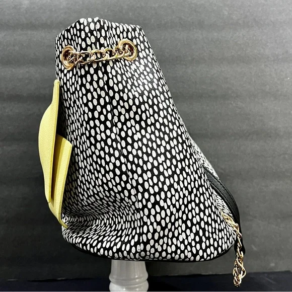 Betsey Johnson Yellow & Black Polka Dot Bow Tote - Picture 4 of 11